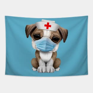 Cute Bulldog Puppy Nurse Tapestry