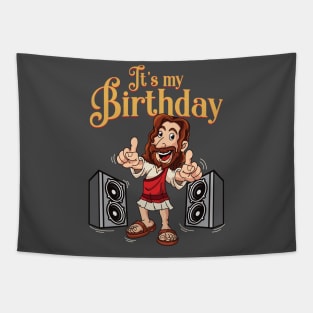 Funny Dancing Christmas Jesus Birthday Party Tapestry