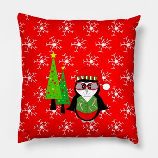 WINTER Christmas Penguin Pillow