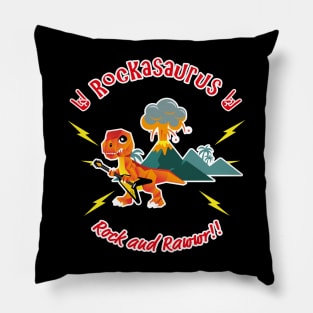 Rockasaurus Rock and Rawwr!! Pillow