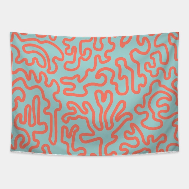 Coral lines abstract pattern Tapestry by covostudio