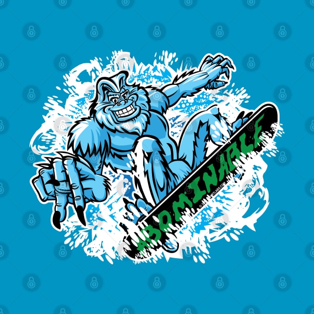 Abominable Snowboarder Cartoon by eShirtLabs