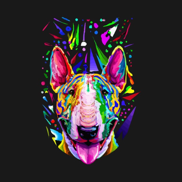 Bull Terrier Dog 90s Retro Vintage Artwork by Furrban