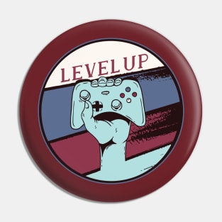 Level Up Gaming Nerds Vintage Retro Style Design Pin