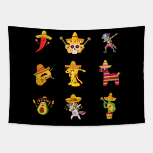 Dabbing Mexican Friends Funny Cinco de Mayo Kids Women Men T-Shirt Tapestry