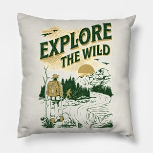 Explore the Wild Bigfoot Hunting Distress Pillow