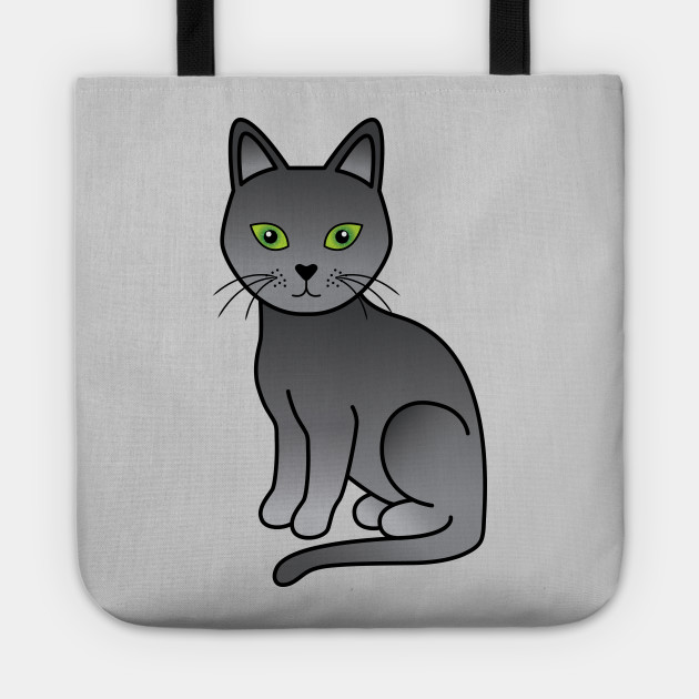 Russian Blue Cute Cartoon Cat Illustration Russian Blue Tote