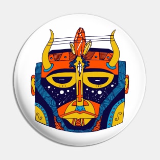 Orange Blue African Mask No 8 Pin