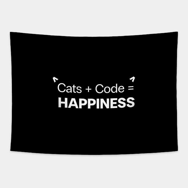 Cats + Code = Happiness Tapestry by Meow Meow Cat
