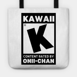 Kawaii ESRB Rated K Black and White Content Rating Tote