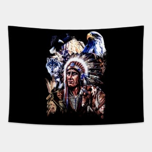 American Indigenous Art Native Indian Headdress Tapestry