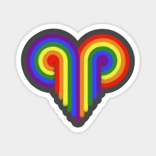 Retro Swirl Rainbow Heart Magnet