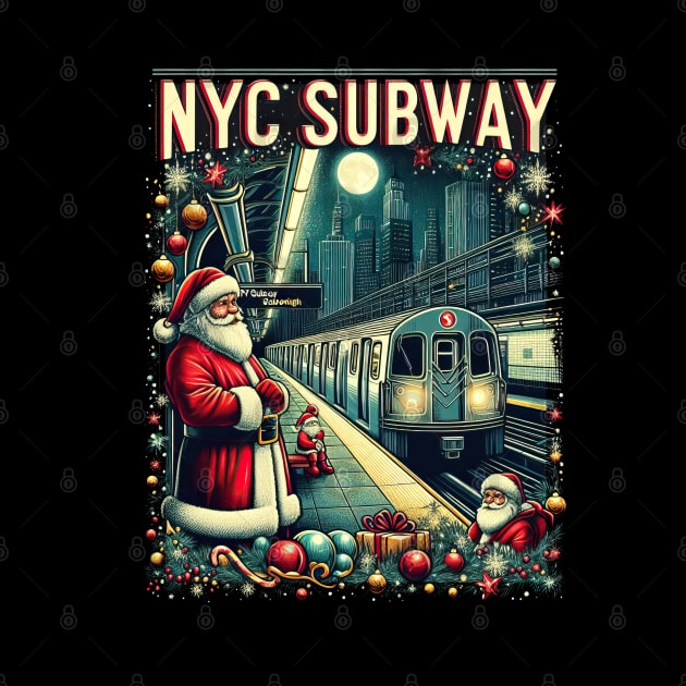 New York Subway Christmas Edition NYC Subway Train by Nysa Design