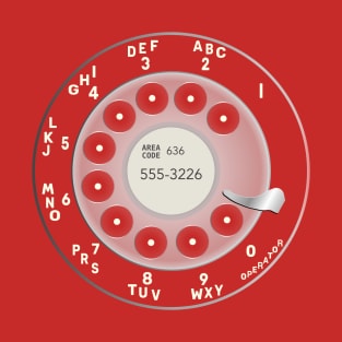 Vintage Retro Red Phone Rotary Dial Funny Phone Number T-Shirt