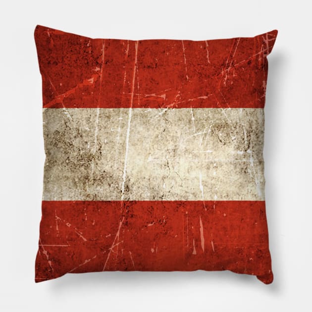 Vintage Aged and Scratched Austrian Flag Pillow by jeffbartels