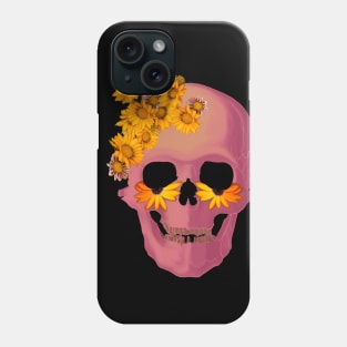 Mauve skull floral crown Phone Case