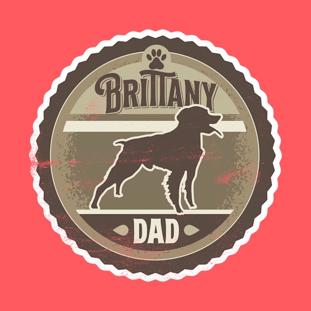 Brittany Dad - Distressed Brittany Spaniel Silhouette Design by DoggyStyles