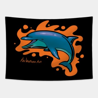 Rad colorful dolphin Color Variant B Tapestry