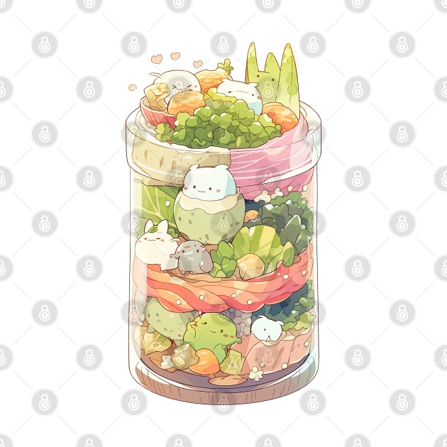 Foodiies Collection - Cucumber Avocado Salad Chillin With Grilled Salmon | Kawaii Aesthetic Anime Food Design | PROUD OTAKU by PROUD OTAKU