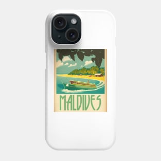 Maldives Boat Vintage Travel Art Poster Phone Case