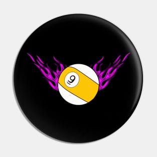 9 Ball with Hot Pink Flames Pin