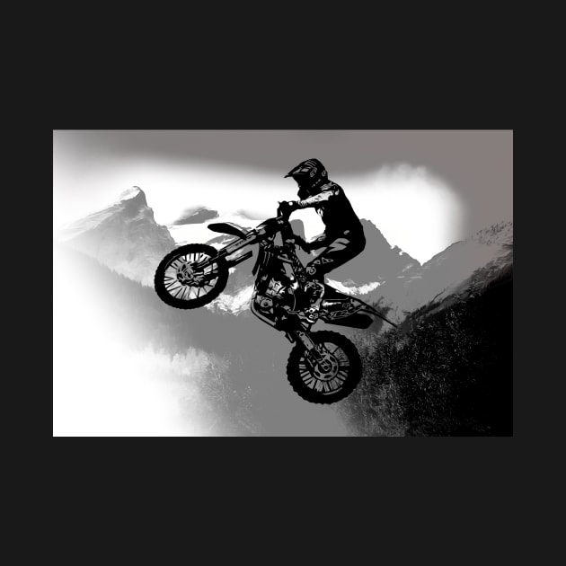 Mountain Biker - Three Sisters Mountains Motocross Rider by Highseller