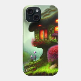 Sparkling Fantasy Cottage with Lights and Glitter Background in Forest, Scenery Nature Phone Case