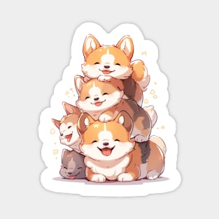 Stack of Corgis Magnet