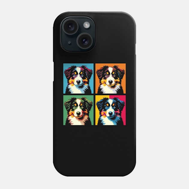 Pop Retro Australian Shepherd - Cute Puppy Phone Case by PawPopArt