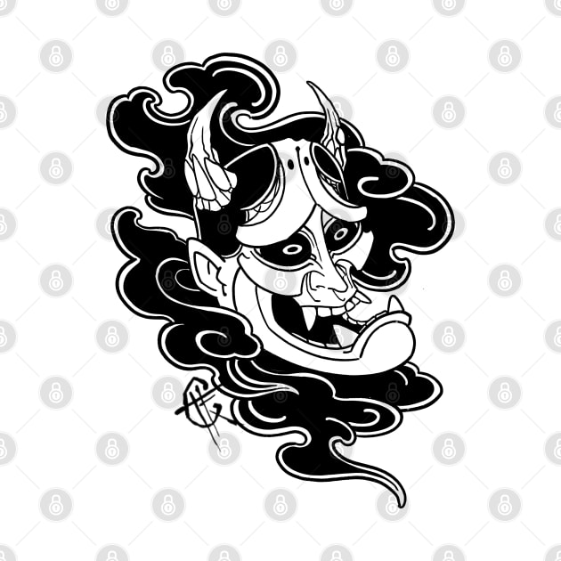 Blackwork Hannya by Hori Chou Tattoo