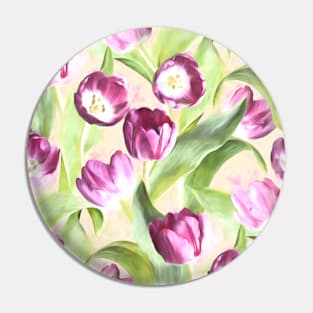 Bright Tulips on Soft Grey Pin