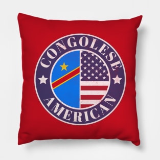 Proud Congolese-American Badge - Democratic Republic of the Congo Flag Pillow