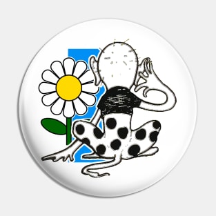 Animal looking at daisy Pin