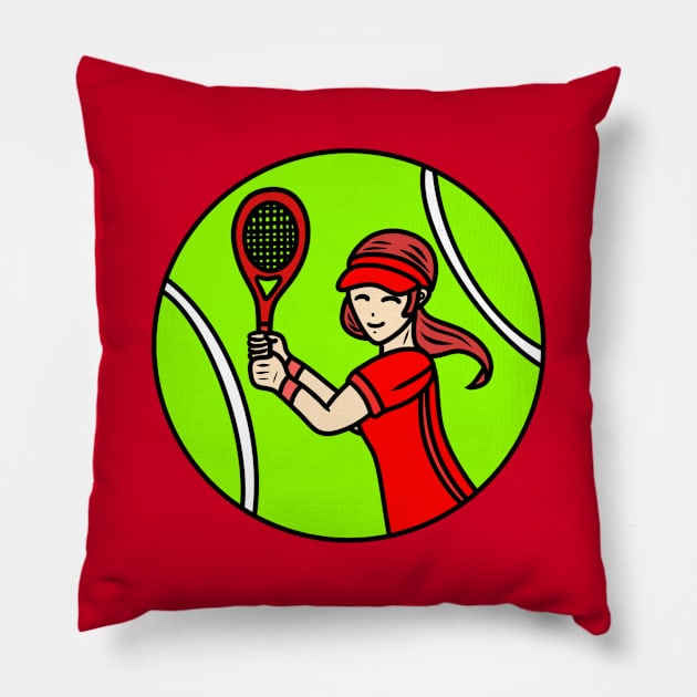 Beautiful cartoon tennis girl Pillow by Andrew Hau