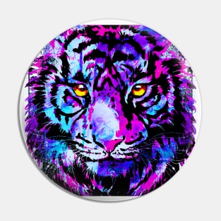 Purple Tiger Head - Realistic Tiger Eyes Pin