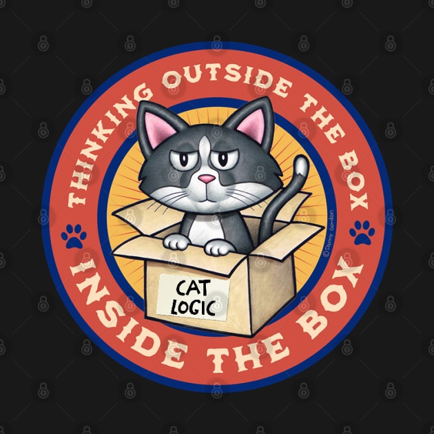 Cute Funny Cat Thinking Outside the Box by Danny Gordon Art