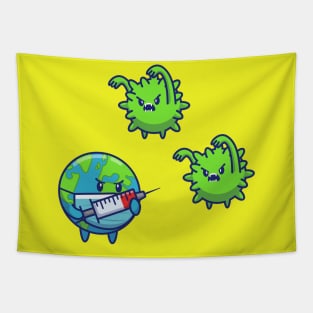 World Inject Corona Virus Cartoon Tapestry