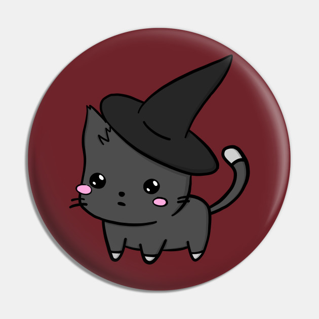 Cute Cat With Witch Hat Cat Pin Teepublic