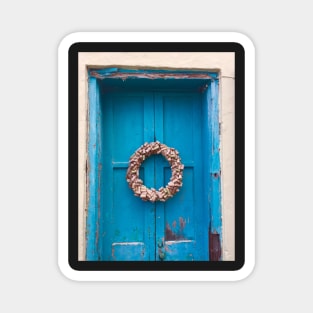 Blue Door and Wreath Magnet