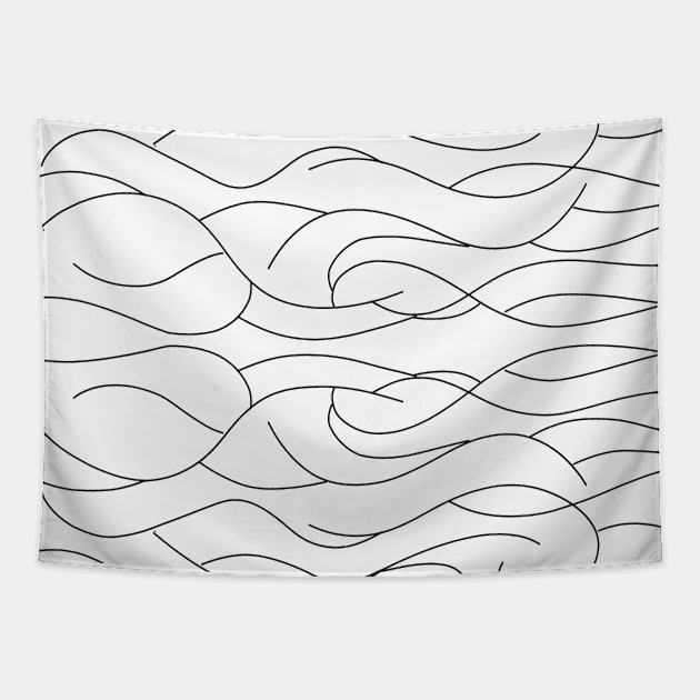 Geometric Waves Line Drawing Tapestry by jen28