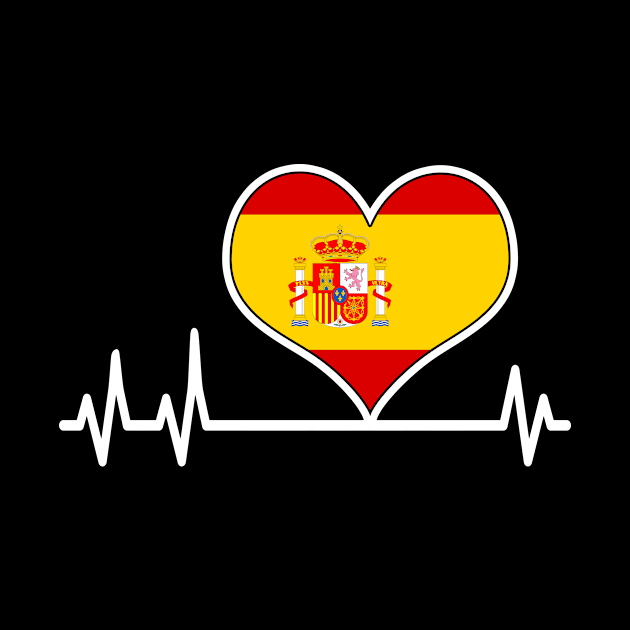 Spain Heart Flag Heartbeat Love EKG by Foxxy Merch