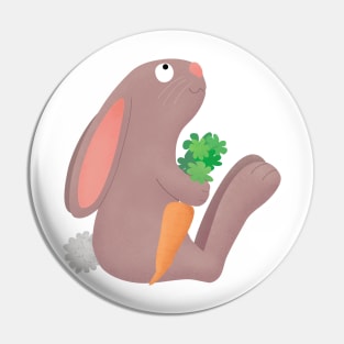 Cute bunny rabbit sitting with carrot cartoon Pin