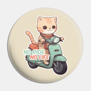 Kawaii cat riding scooter Pin