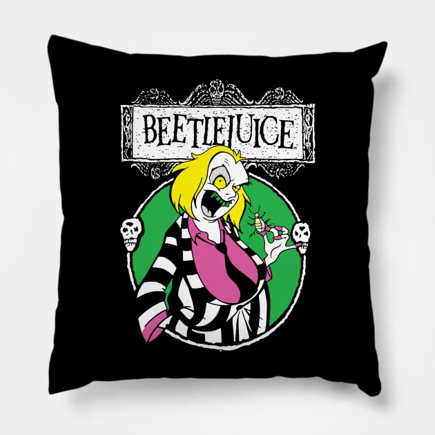 Beetlejuice Cartoon - Dark Pillow by Chewbaccadoll