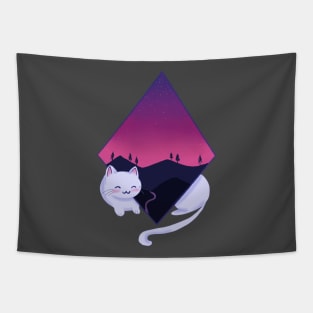 Diamond Sunset Cat Tapestry