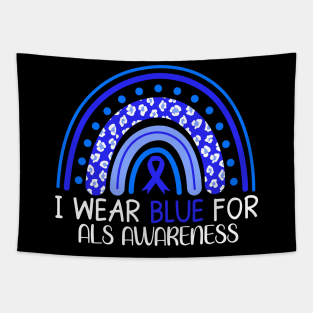 I Wear Blue for Als Awareness Rainbow Tapestry