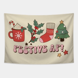 Retro Funny Christmas Festive AF Tapestry