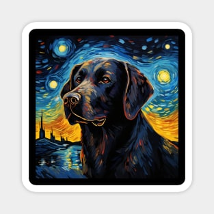 Black Labrador Retriever Painted in Starry Night Style Magnet