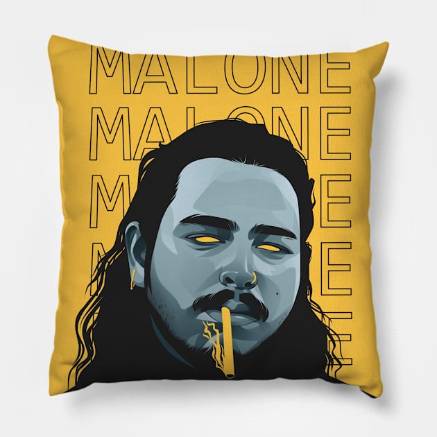 Post Malone Yellow Portrait Pillow by Heriaskuri