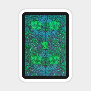 Neon Green Floral Wallpaper Pattern Magnet